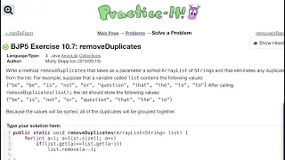 Java Practice It Exercise 10 7 removeDuplicates ArrayList collections array list