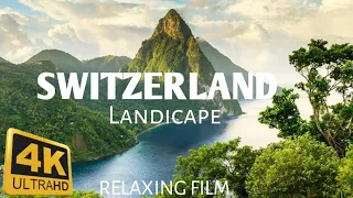SWITZERLAND 4K Scenic Relaxation Film in  Beautiful Piano Music Nature