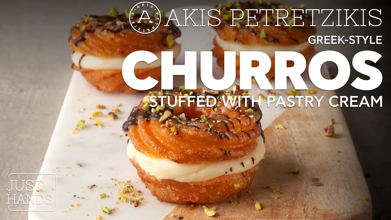 Greek-Style Churros Stuffed with Pastry Cream   Akis Petretzikis