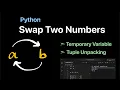 Python Swap Two Numbers - Temporary Variable Tuple Unpacking