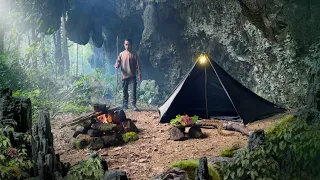 Bertahan hidup sendirian dan berlindung dari badai di dalam gua . Survive alone Eps. 05