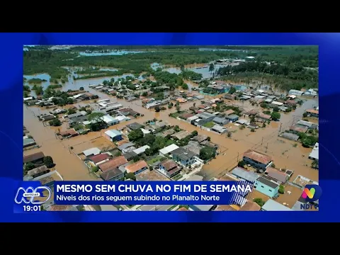 Níveis dos rios seguem subindo no Planalto Norte mesmo sem chuva no fim de semana