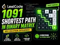 Shortest Path in Binary Matrix LeetCode 1091 Easy BFS Explanation