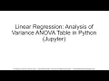Linear Regression Analysis of Variance ANOVA Table in Python Jupyter