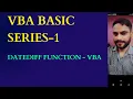 DATEDIFF Function - VBA Lesson-30 DIFFERENCE FUNCTION IN VBA vba difference function in hindi