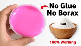 How to make Slime without Glue or Borax | No Glue No Borax Salt Slime at home [ASMR]