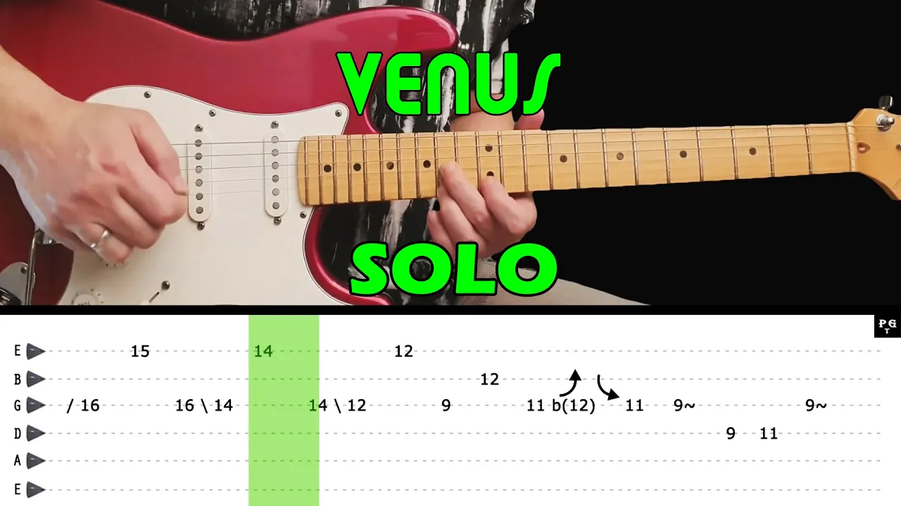 VENUS - Guitar lesson - Guitar solo (with tabs) - Shocking Blue - fast & slow
