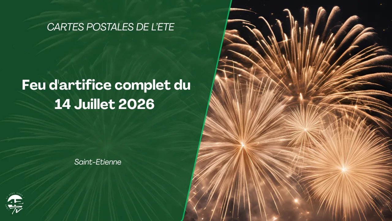 ⁣feu d'artifice complet du 14 Juillet 2026 depuis le parvis du Zénith de Saint-Etienne