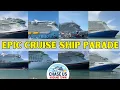 Download Lagu Massive Cruise Ship Parade at Port Canaveral - Full Sail Away Highlights (June 27 \u0026 28)