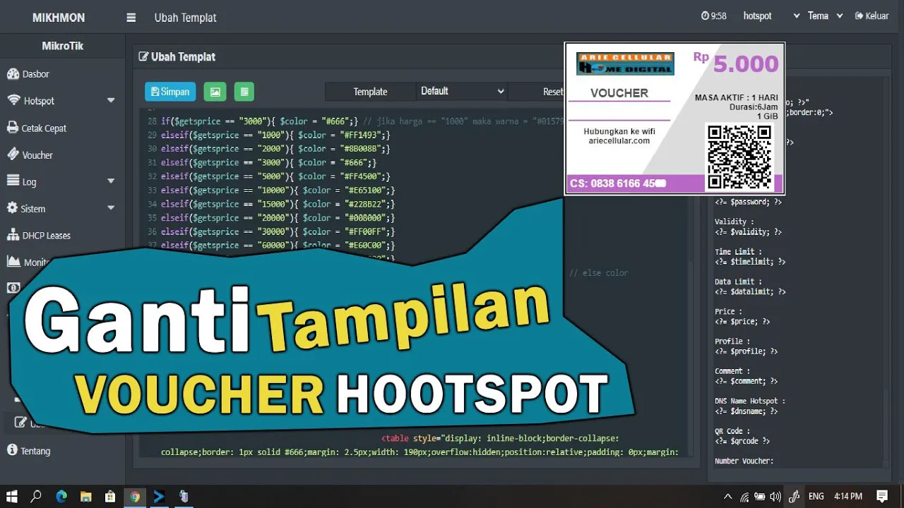 Cara membuat voucher wifi mikrotik RB941-2ND Part 01