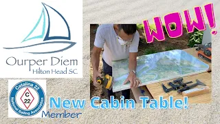 Building a sailboat Cabin Table with a navigation map in epoxy for our Catalina 22