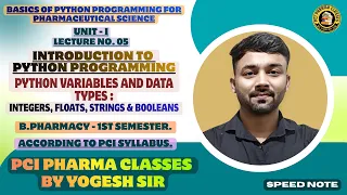 Python Variables and Data Types Lecture-5 Python for Pharmaceutical Sciences PCI Syl B Pharm 1st sem