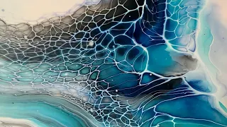 #271.  Series #2/5. Negative space swipe in blue!! / fluid art / ASMR  /  bloom technique