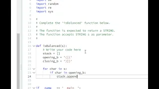 Bracket Balance Hackerrank Solution in python