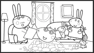 Peppa Pig Rebecca Rabbit s house Coloring Book Pages Art Colours for Kids with Colored Markers