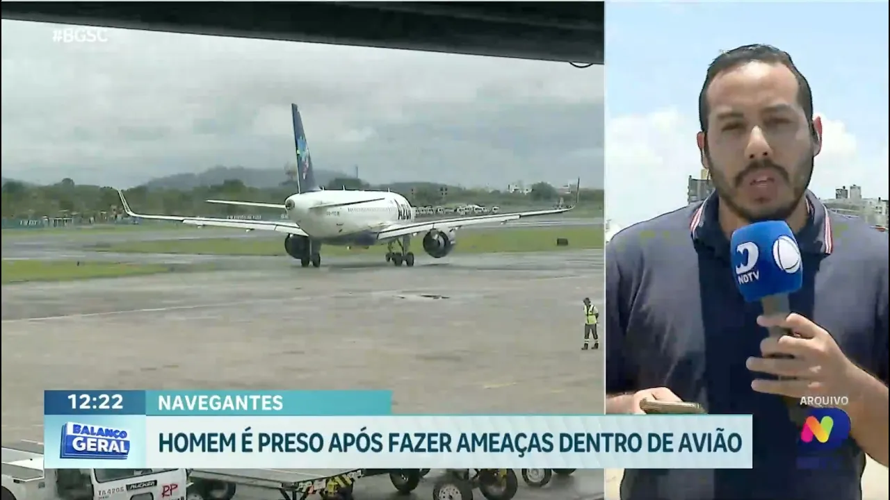 Detenção em voo: passageiro causa pânico com ameaças em aeroporto de Navegantes