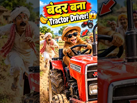 bandar ne chalai kisan ki Tractor 😂🐒🚜 #shorts #ytshorts