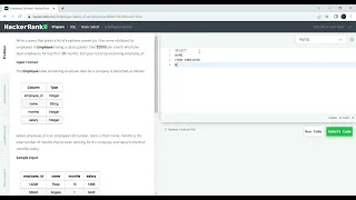 HackerRank SQL Employee Salaries SQL Learning
