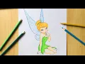 How to Draw Tinkerbell Step by Step Easy Disney Fairy Colored Pencil
