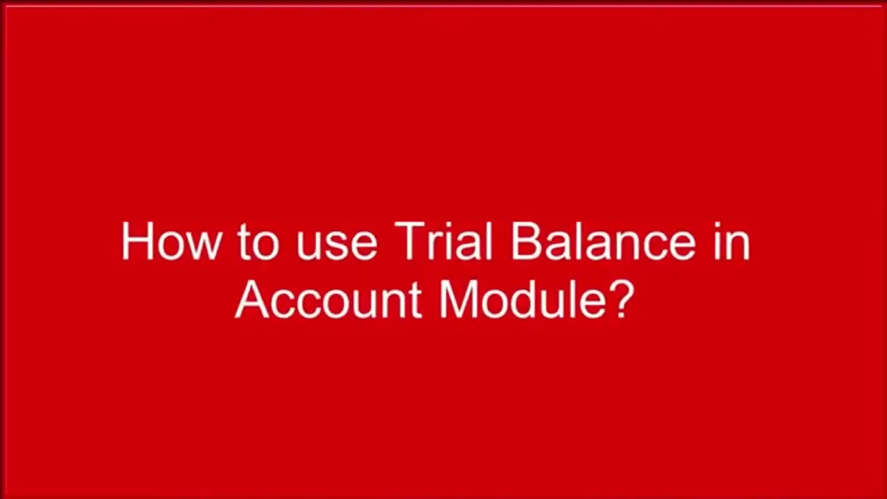 Trial Balance Report