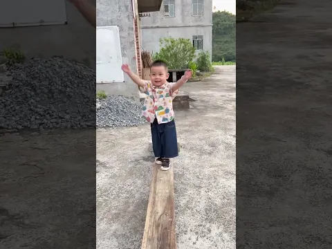 It’s so fun to see the baby crossing the single plank bridge in various ways!