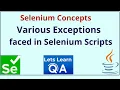 Various Exceptions in Selenium WebDriver