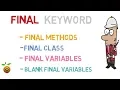 39 - final keyword in Java final class method variable and blank final variable