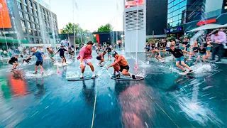 We turned a Fountain into a Skimboard Park for a day (100+ People)
