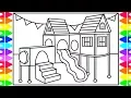 How to Draw a Fun Indoor Playground for Kids Playground Drawing and Coloring for Kids