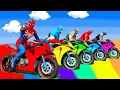 Download Lagu SPIDER MAN Takes on Spiral Bridge Stunt Ride on Motorcycle🦺🥽بطال الخارقين على القضبان دوامة قمع