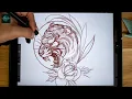 How to draw a Tattoo Design from Beginning to End Neo Traditional Tiger Sketch
