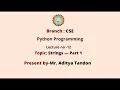 Python Programming Strings Part-1 AKTU Digital Education