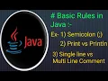 Basics in Java Java Syntax Type Of Comment s in Java Difference between Print vs Println etc