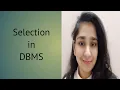 33 Selection Operation in DBMS