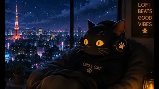 Chill Cat ❄️ Snowfall Over Tokyo - Lofi Beats to Relax & Unwind