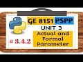 GE 8151 PSPP NOTES 3 4 2 ACTUAL FORMAL PARAMETER