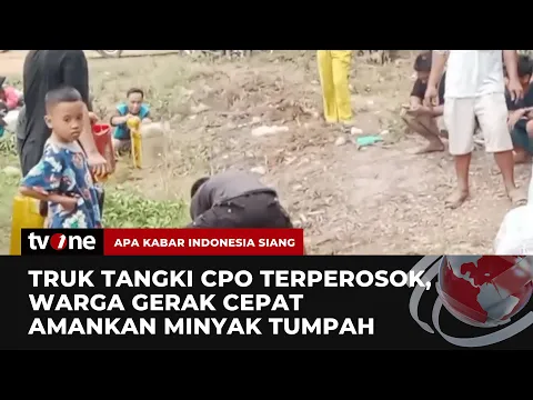 Kecelakaan Truk Tangki CPO, Warga Berduyun duyun Ambil Minyak Sawit yang Tumpah