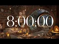 8 Hour Cozy Rain Timer Fireplace Wind Rain Sounds for Focus Study Sleep