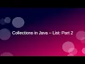 Collections in Java - List Part 2