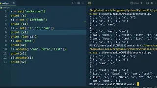 Python Sets Add Update Remove Discard Union Intersection Difference etc