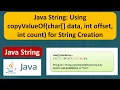 Java String Using copyValueOf char data int offset int count for String Creation
