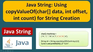 Java String Using copyValueOf char data int offset int count for String Creation
