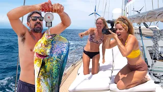 GIGANTIC Mahi-Mahi! Babes & Fishing 😉  SV Delos EP 372