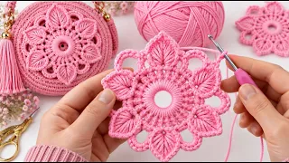 💗 The Prettiest Pink Crochet Flower Motif!#crochet #pinkcrochet #crochetflowers #crochetlove