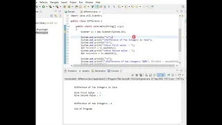 Difference Between Two Integers in Java