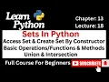 Sets In Python How To Create Sets By Constructor Functions Methods Python For Begnners 2025
