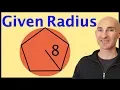 Find the Area of Regular Polygon Given Radius