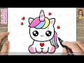 How to Draw a Cute Unicorn Simple Easy for Kids step by step