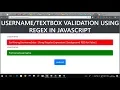 Username Validation using Regular Expression in JavaScript in Hindi TextBox Validation REGEX