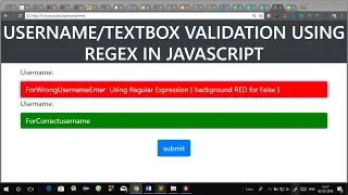Username Validation using Regular Expression in JavaScript in Hindi TextBox Validation REGEX